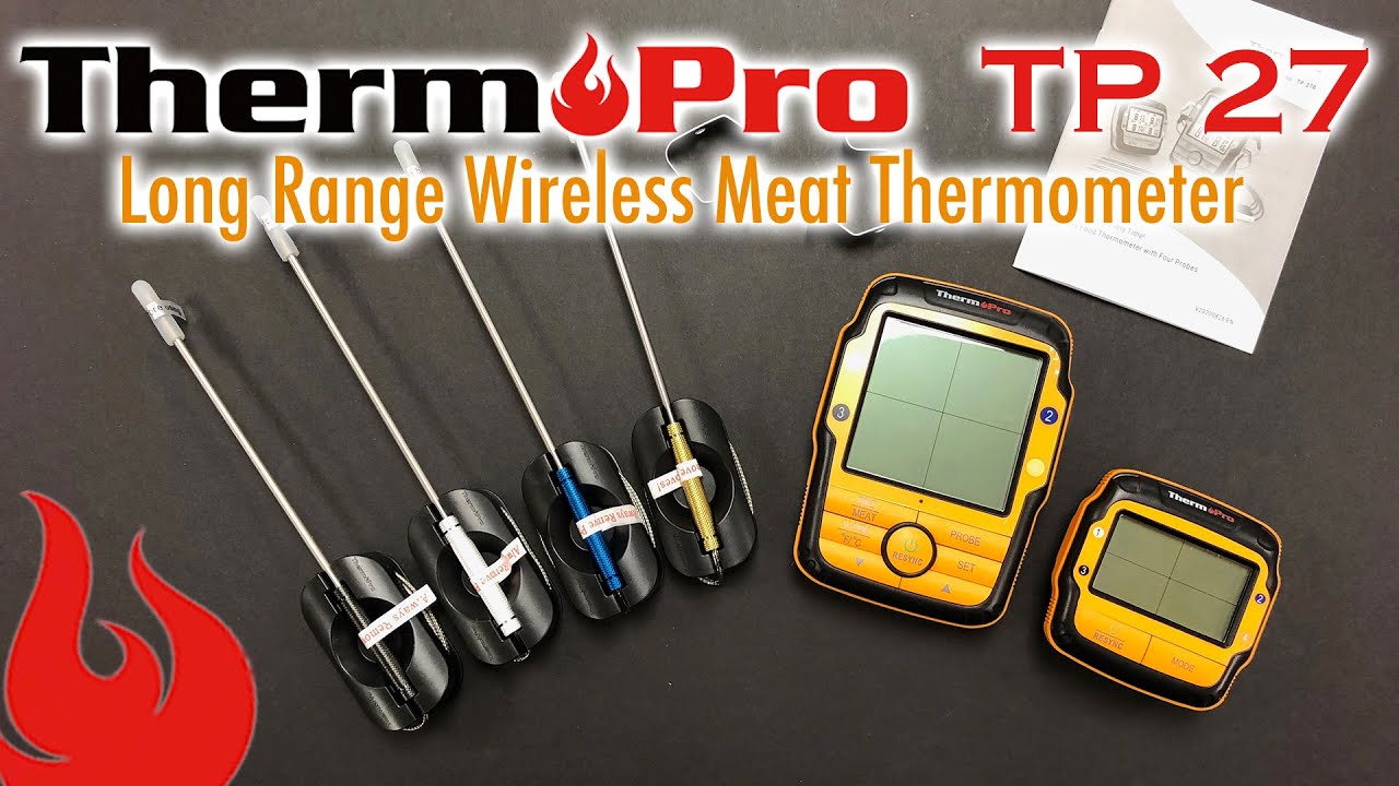 ThermoPro TP828BW Wireless Meat Thermometer w/ 2 Probes 1000FT Range (Red)  New