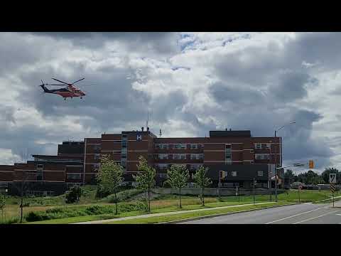 Gusty OrngeAir Ambulance landing at Peterborough Regional Health Center (PRHC)