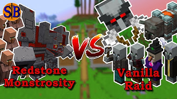 Can the Redstone Monstrosity Defend against a REAL Vanilla Raid | Minecraft Mob Battle