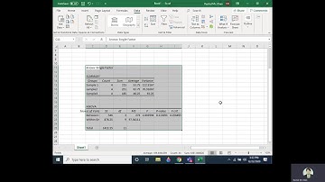 Excel: One way ANOVA Analysis