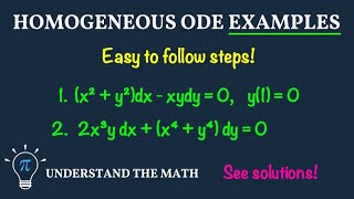 Homogeneous Differential Equation Examples (Substitution Method)