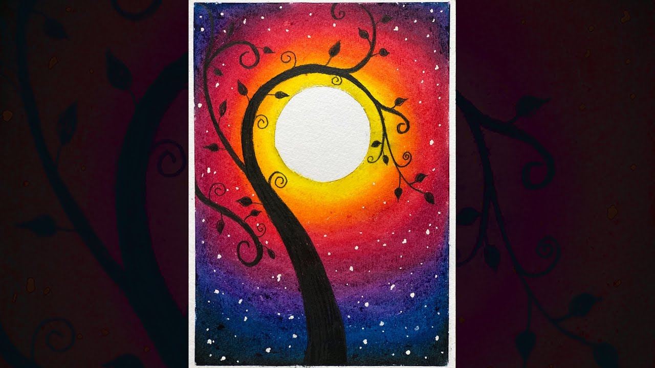 Fantasy Evening Scenery with Oil Pastel for Beginners - Step by Step