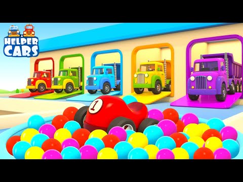 Learn colors for kids with Helper Cars cartoons full episodes. Street vehicles & trucks for kids.