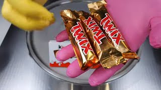 How to make - ASMR - Rolled Ice Cream - Kinder Cards with Twix