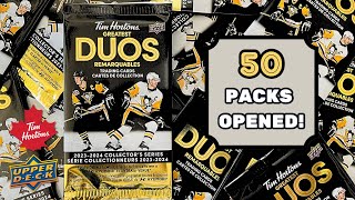 BREAKING INTO 50 PACKS OF 202324 UPPER DECK GREATEST DUOS FROM TIM HORTONS!