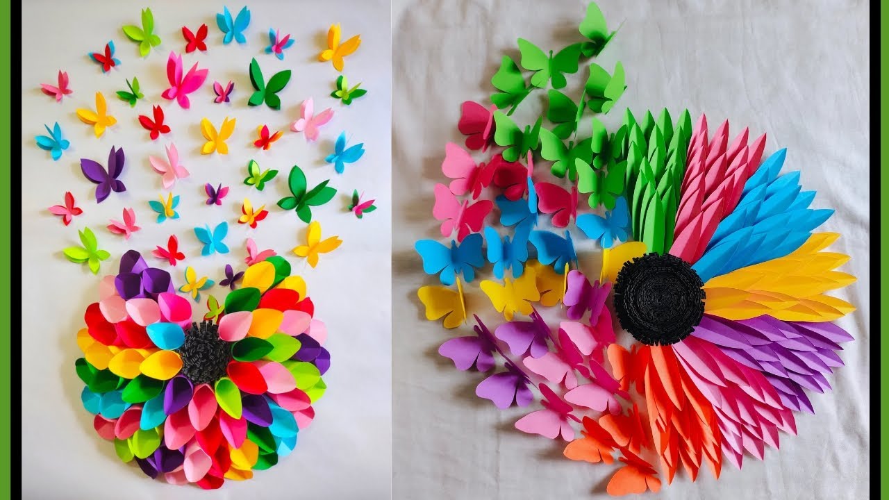Beautiful wall hanging ideas/paper craft for home decoration/কাগজের ফুল ...