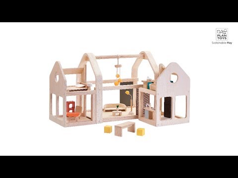 plan toys the green dollhouse with furniture