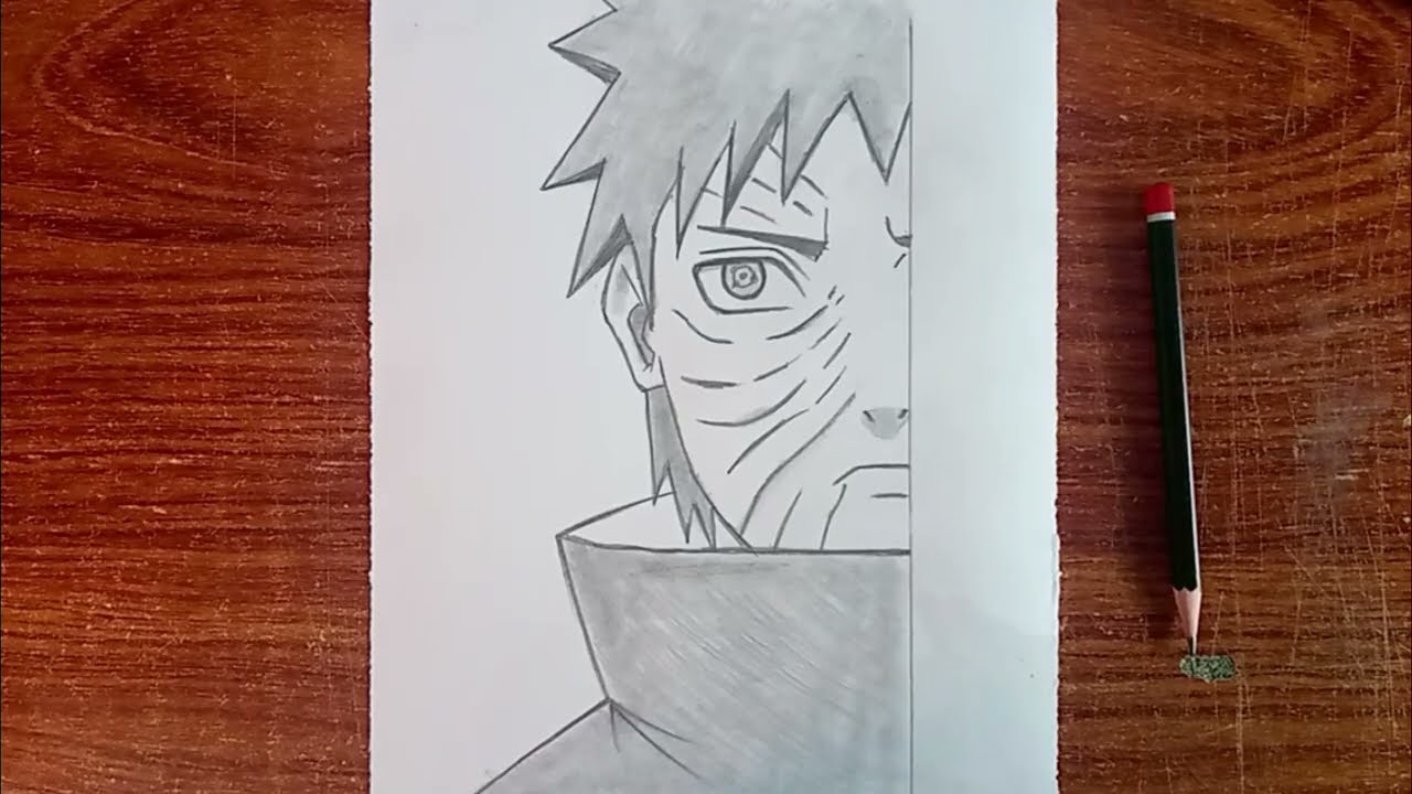 How to Draw Obito Uchiha Half Face | Easy Step-by-Step Anime Drawing Tutorial