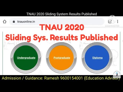 TNAU 2020 Sliding System Results Published - Check in Candidate Login