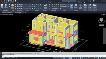 Vẽ Autocad 3D Ngôi Nhà - Bài 3: Vẽ sàn lầu, tường, cột và đục lỗ cửa tầng 2 trong CAD 3D
