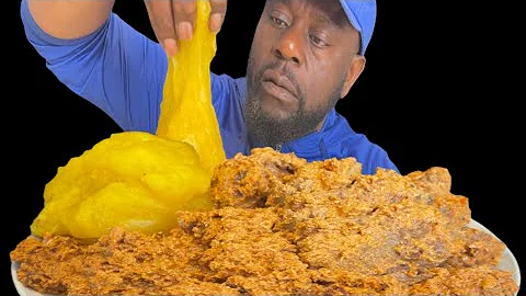 ASMR EGUSI SOUP WITH STARCH AND GOAT MEAT MUKBANG AFRICAN FOOD MUKBANG