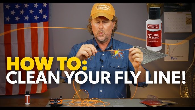 How to clean a fly line. Fly line cleaner and abrasive cleaning pads. 