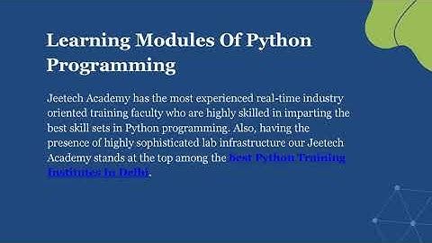 Best Python Institute In Delhi | Jeetech Academy