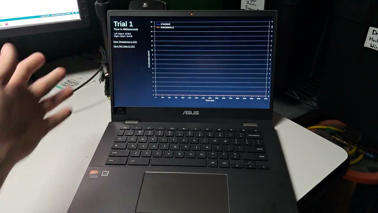 Chromebook Used to Display Free-Fall Times and Acceleration of Magnet Object in Real Time