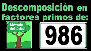 Factores primos de 986 Descomposición en factores primos de 986. con el método del árbol.