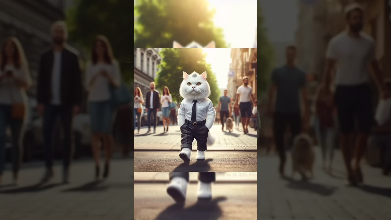 The scruffy cat transformed into a neat cat 