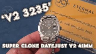 SUPER CLONE DateJust 126334 41mm SS/SS Grey/Diamond V2 VSF 3235
