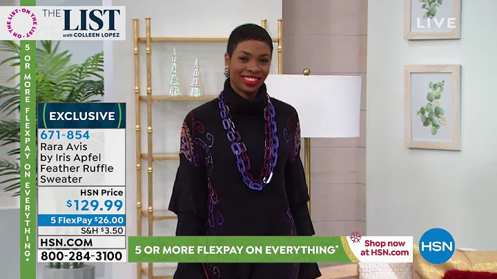 Rara Avis by Iris Apfel Feather Ruffle Sweater