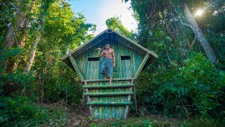 Build The Most Beautiful Bamboo Villa to Live in Deep Jungle, Jungle Survival Villa Off Grid