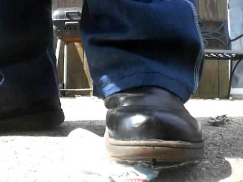 Ugg boot crunch on a water jug Ugg boot crunch on a water jug