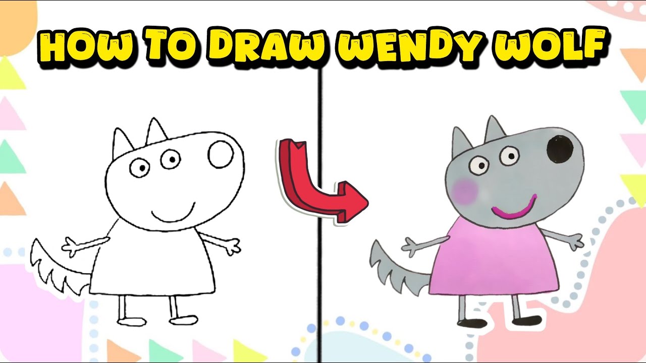 How to Draw Wendy Wolf from Peppa Pig – Cartoon Character Drawing