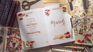 March 2024 Bullet Journal: Mushroom Theme Set Up 🍄✨📖  Plan With Me | Mystery Journal
