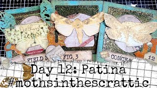 #mothsinthescrattic Day 12 - Patina - Verdigris Banner Page Top Tuck Spot & Custom Embossing Powder