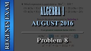 Regents Exam | Algebra I (Common Core) | August 2016 | Problem 8 of 37