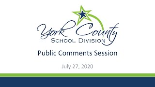 YCSD Public Comment Session - July 27, 2020