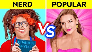 POPULAR VS NERD STUDENT FOR 24 HOURS! How To Become Popular At School! Comedy by 123 GO! CHALLENGE screenshot 5