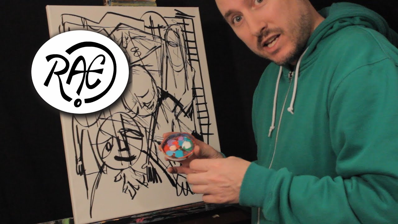 HOW TO PAINT ABSTRACT EXPRESSIONISM in ACRYLIC PAINT by RAEART