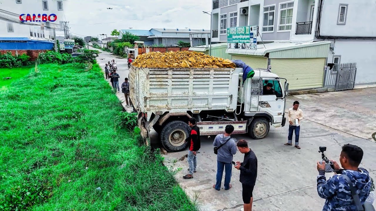 WONDERFUL Start Amazing Project LANDFILL By Best Driver 5TTrucks Unloading Soil & DOZER KOMATSU D31P