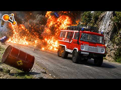 BMW X5M vs BMW M5 vs Bus vs Truck High-Speed Explosive Downhill | BeamNG.DRIVE
