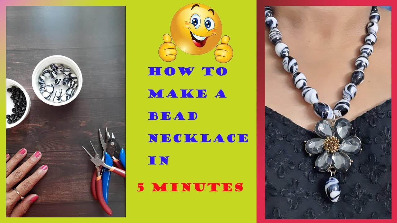 How to make bead necklace Bead necklace making at home YouTube