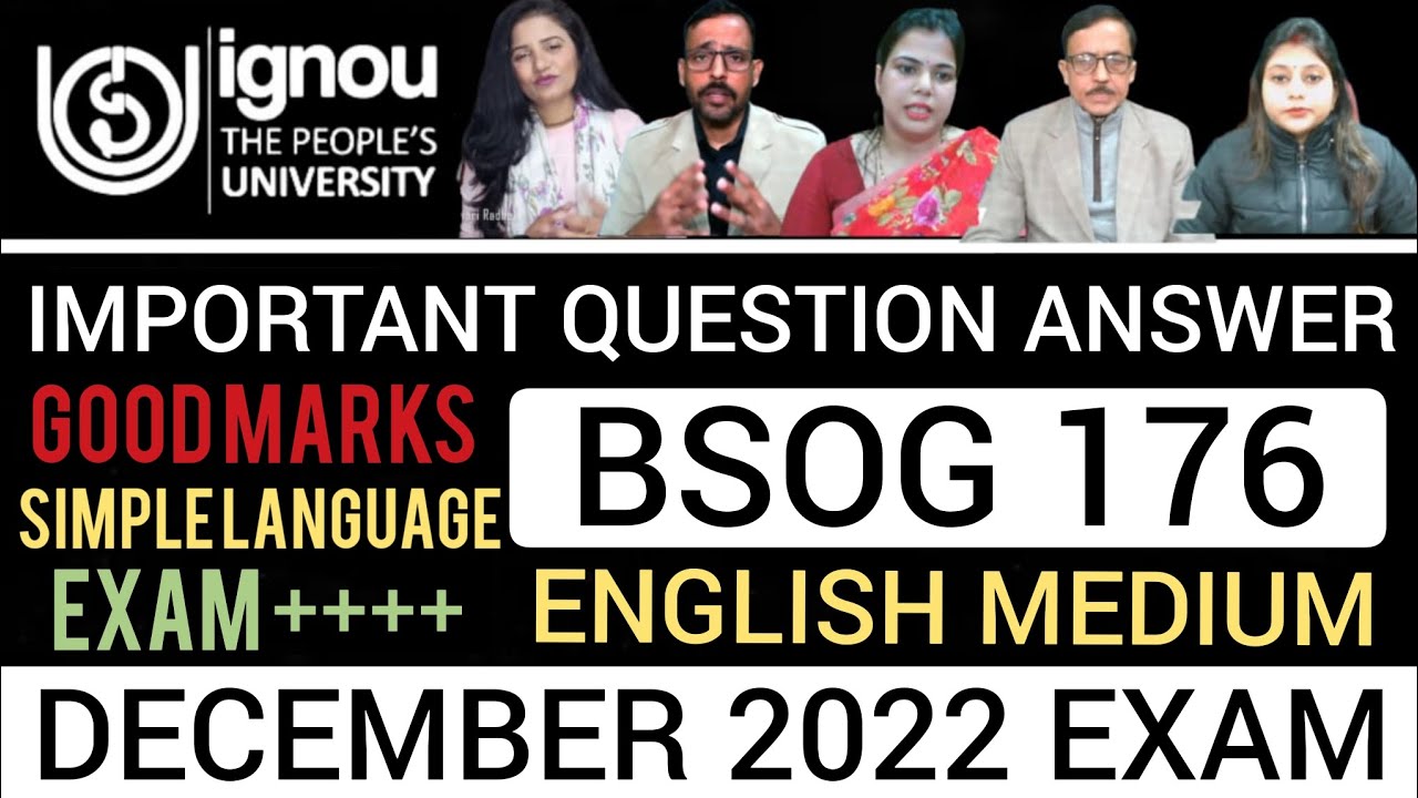 BSOG 176 IMPORTANT QUESTIONS IN ENGLISH | BSOG 176 previous year ...