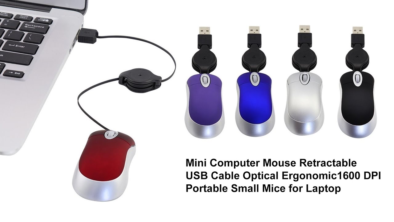 Raton mini para portatil, con Cable Retractil, optico