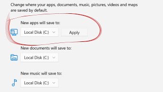 how to change default apps install location on windows 11