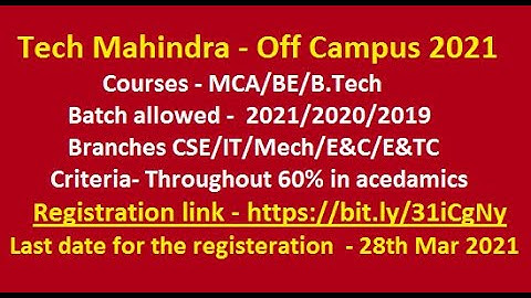 JobRouter ! Tech Mahindra Off - Campus for Batch 2021/2020/2019
