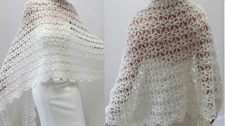 كروشيه شال سهل للمبتدئين/شال كروشيه مستطيل/crochet shawl