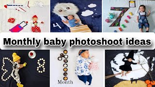 Monthly baby photoshoot ideas । diy baby photoshoot ideas। monthly baby photoshoot