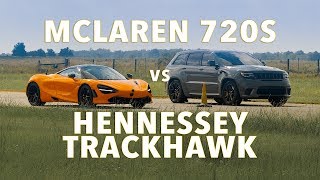 With over 1 ton of weight difference, does the hpe1200 hennessey
trackhawk have enough power advantage to run a stock mclaren 720s?
stay tuned. for more...