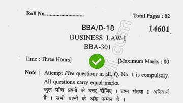 2018 KUK BBA 5th Sem Business law Question Paper