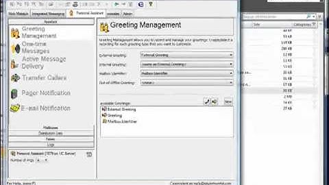 Objectworld UC Server and the Personal Assistant:  Greeting Management