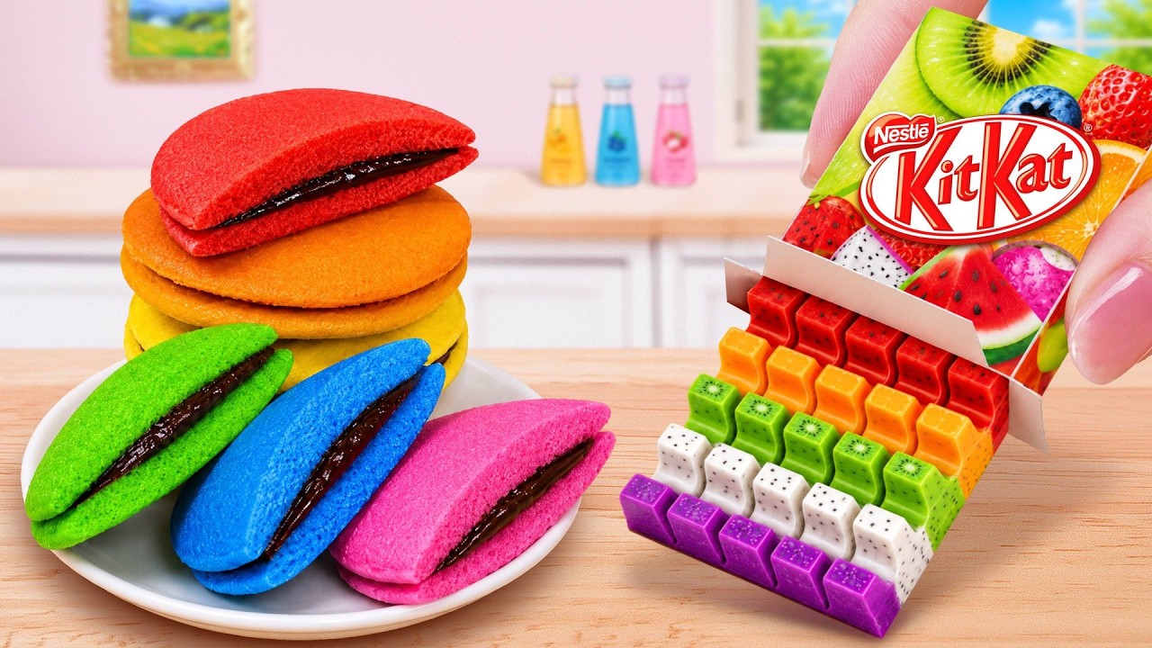 🥞 How To Make Miniature Dorayaki 🍫 Fruit KITKAT Decorating | Mina Sweet Baking