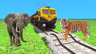 Elephant vs Tiger and Train | Stops The Train BeamNG.Drive