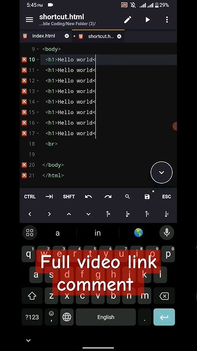 HTML coding shortcut in mobile.Html for beginner #acode #coding # ...