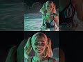 Neon Pool Vibe: Woman's Mesmerizing Pose &amp; Lighting Shifts