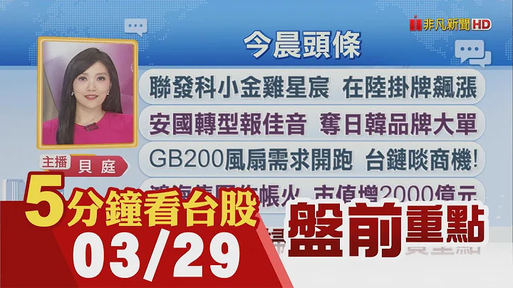 陸國家隊狂買ETF 滬股昨大反攻!00940投信大掃貨 台股土洋大鬥法!海集團作帳火 市值增2000億元!聯發科小金雞星宸 在陸掛牌飆漲｜主播貝庭｜【5分鐘看台股】20240329｜非凡財經新聞 - 天天要聞