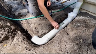 How To Install A  4' PVC Downspout Drainage System That Works