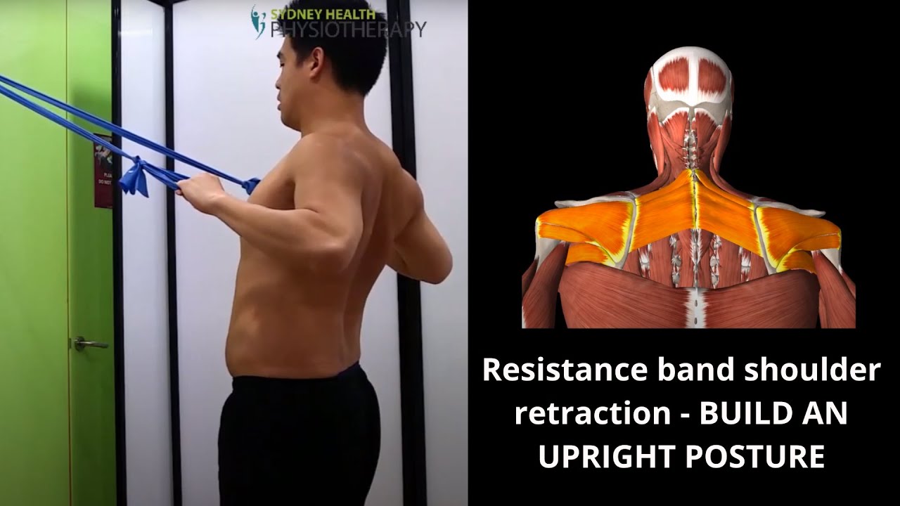 Resistance band shoulder retraction BUILD AN UPRIGHT POSTURE YouTube